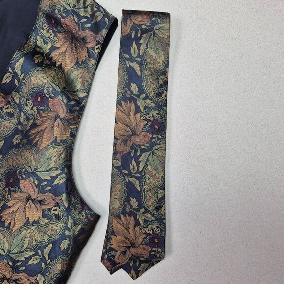 Men's Formal Silk Vest & Matching Tie Museum of Fine Arts Boston 5-Button Sz M - Picture 6 of 8